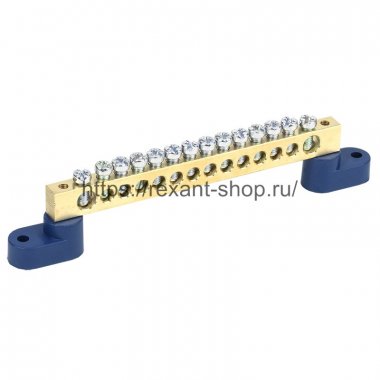 Rexant Шина «N» нулевая 8х12 мм на двух угловых синих изоляторах 11-2336