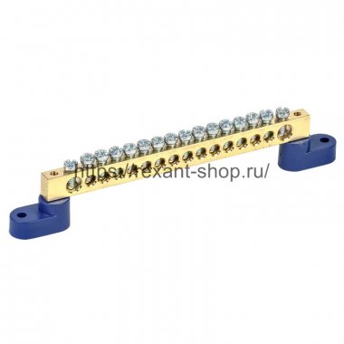 Rexant Шина «N» нулевая 8х12 мм на двух угловых синих изоляторах 11-2337