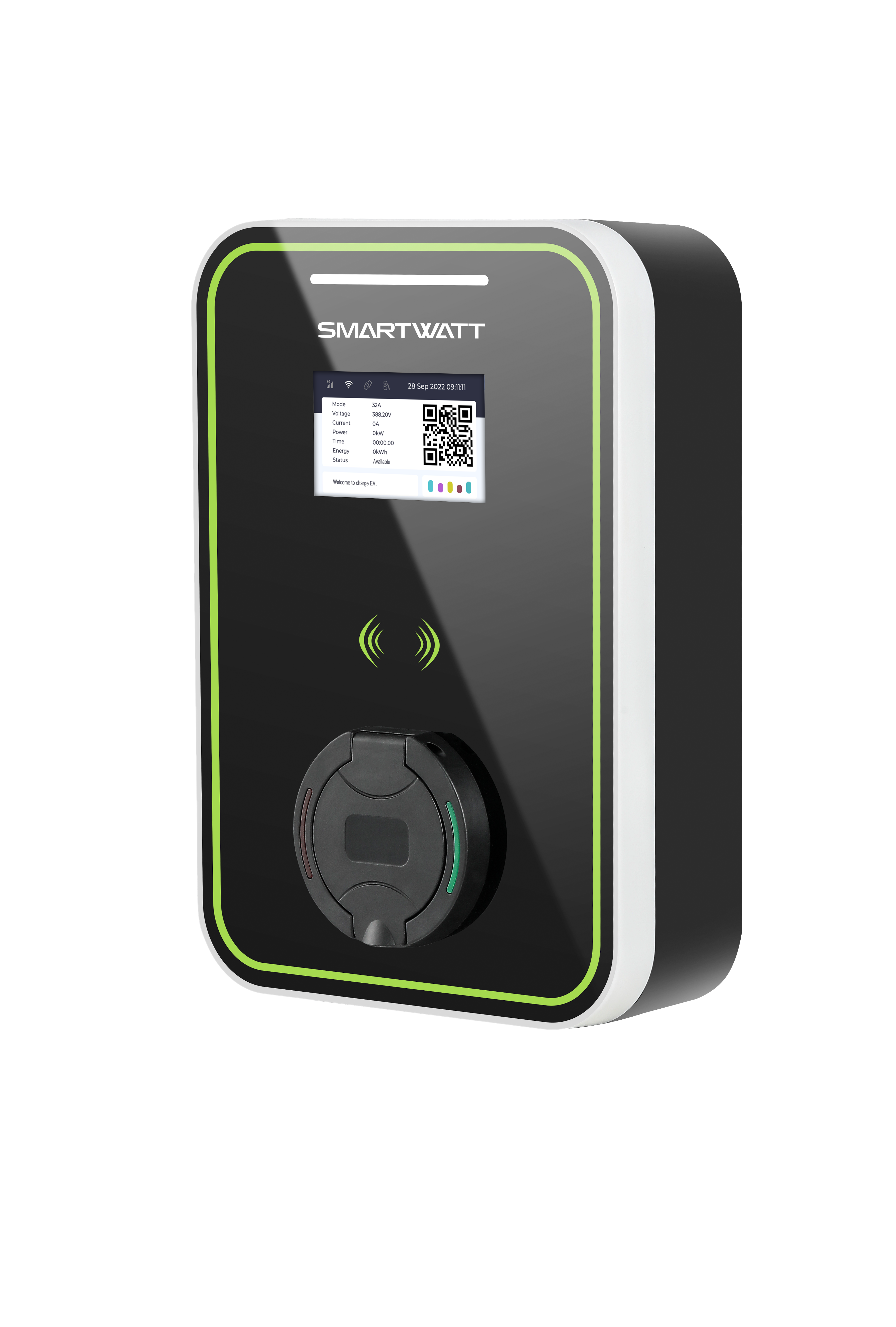 Автомобильная электрозарядная станция SMARTWATT EVC, 22 кВт, коммерческая OCPP 1.6J, переменный ток, 3 фазы 380 В 32 А, розетка Type2, IP54