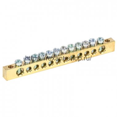 Rexant Шина PEN «земля-ноль» 6х9 мм 12/2 (12 групп/крепеж по краям) 11-2368