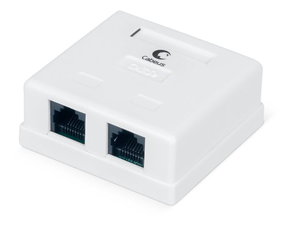 Розетка компьютерная RJ-45 двойная, внешняя, Dual IDC (WS-8P8C-Cat.5e-2) (7247c) CABEUS