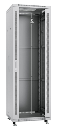 Cabeus SH-05C-37U60/100 Шкаф монтажный телекоммуникационный 19" напольный для распределительного и серверного оборудования 37U 600x1000x1833mm (ШхГхВ) передняя стеклянная и задняя сплошная металлическая двери, ручка с замком, цвет серый (RAL 7035) (7642c)