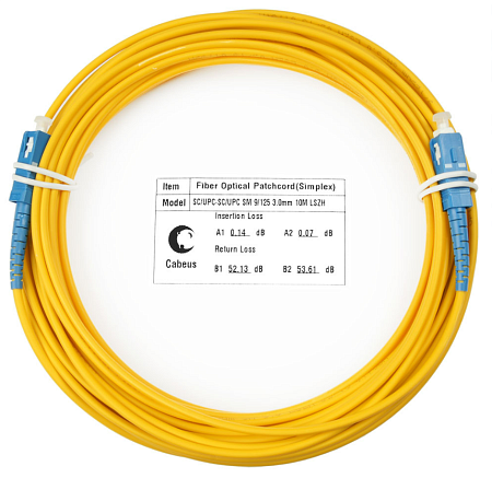 Cabeus FOP(s)-9-SC-SC-10m Шнур оптический simplex SC-SC 9/125 sm 10м LSZH