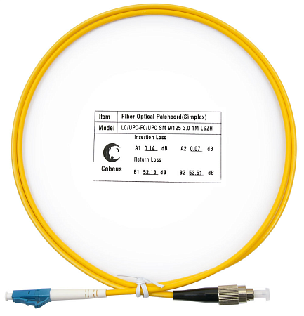 Cabeus FOP(s)-9-LC-FC-1m Шнур оптический simplex LC-FC 9/125 sm 1м LSZH