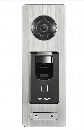 HikVision DS-K1T501SF (White) Терминал доступа со встроенным считывателем Mifare карт и отпечатков пальцев, с камерой 2Mp, 50000 карт, 200000 событий, 5000 отпечатков, 218x78x41, RS485