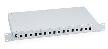 Cabeus FO-19-16SC Кросс оптический 19" на 16 SC (LC duplex) со сплайс пластиной и КДЗС (без пигтейлов и проходных адаптеров)