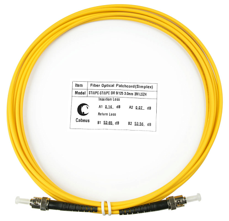 Cabeus FOP(s)-9-ST-ST-3m Шнур оптический simplex ST-ST 9/125 sm 3м LSZH